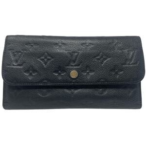 Louis Vuitton Wallet Long Continental LV Empreinte Logo Black Leather Gold Zip